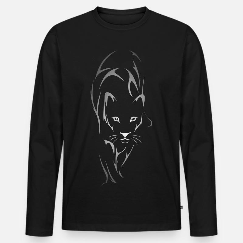 schwarzer Panther - Männer Premium Bio Langarmshirt - Schwarz