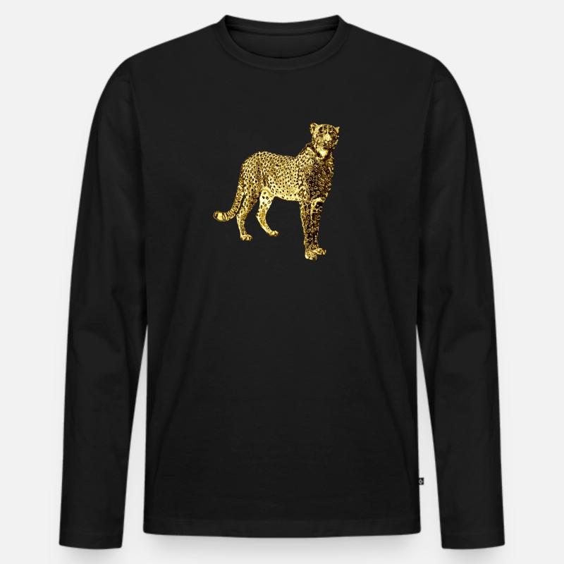 Leopard Goldene Graffiti Kunst - Männer Premium Bio Langarmshirt - Schwarz