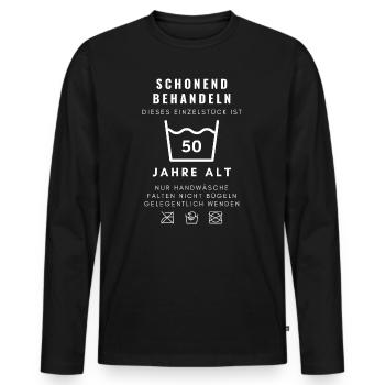 Lustiges Geschenk zum 50. Geburtstag Jahrgang 1976 - Männer Premium Bio Langarmshirt - Schwarz - Vorne - Nico (187cm)