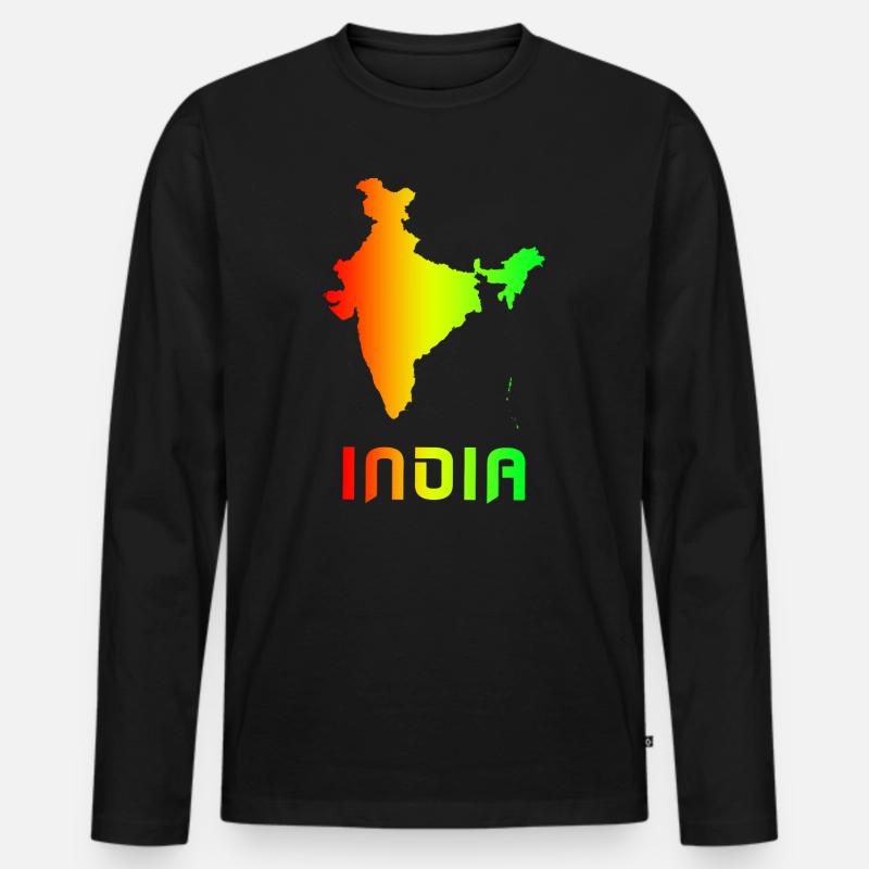 Indien Landkarten Regenbogen Design / Geschenk - Männer Premium Bio Langarmshirt - Schwarz