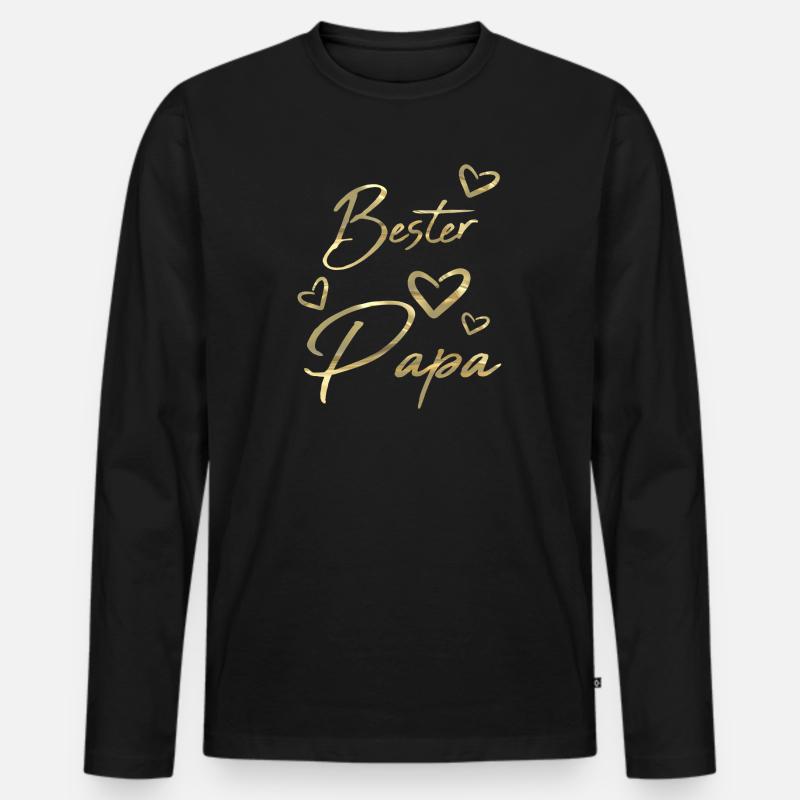 Bester Papa - Männer Premium Bio Langarmshirt - Schwarz