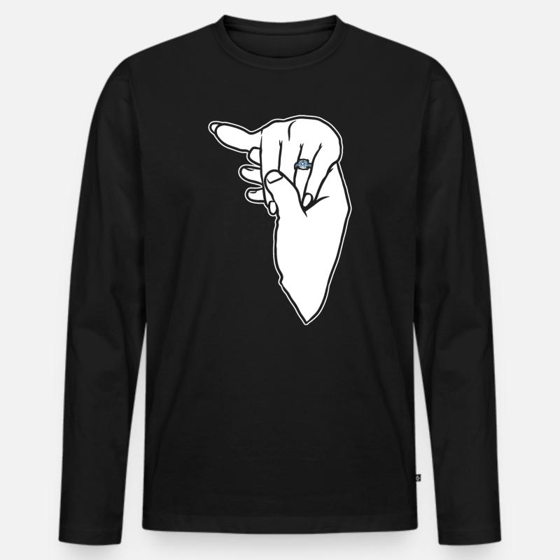 Verlobungs-Ehering-Hand - Männer Premium Bio Langarmshirt - Schwarz