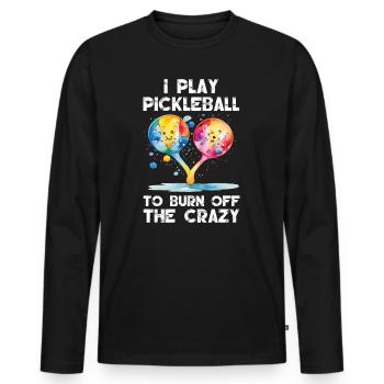 Je joue au pickleball pour brûler les fous - T-shirt manches longues Premium bio Homme - noir - Devant - Nico (187cm)