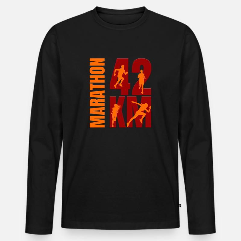42 KM - Marathon - Männer Premium Bio Langarmshirt - Schwarz