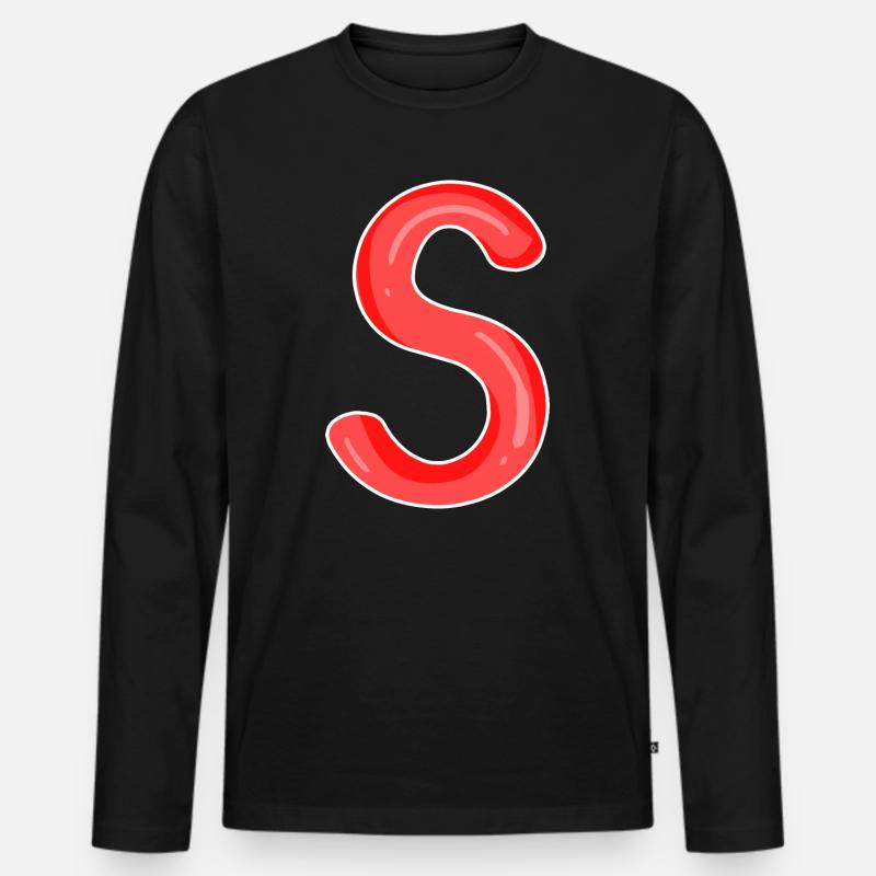 Buchstabe S Anfangsbuchstabe - Männer Premium Bio Langarmshirt - Schwarz