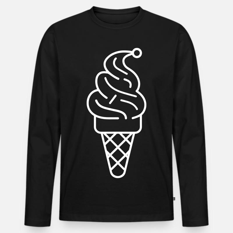 Eiswaffel Zeichnung - Männer Premium Bio Langarmshirt - Schwarz