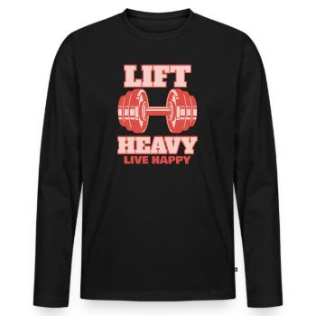 Conception du t-shirt Lift Heavy Live Happy - T-shirt manches longues Premium bio Homme - noir - Devant - Nico (187cm)