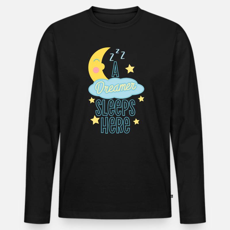 Schlafender Träumer Astronaut Design - Männer Premium Bio Langarmshirt - Schwarz