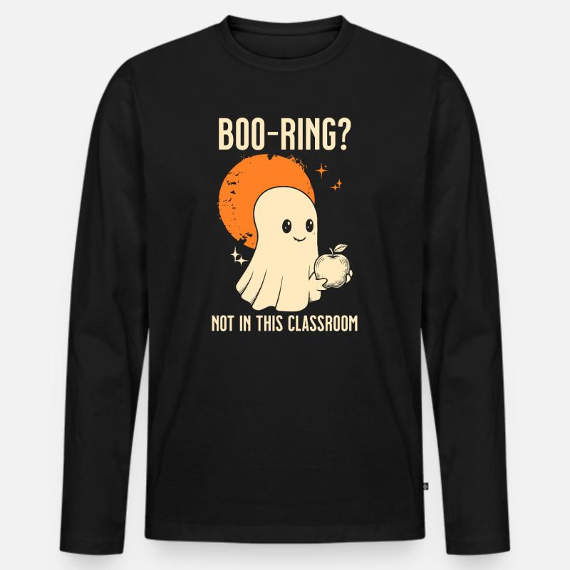 Funny Teacher Skeleton Halloween Classroom - Männer Premium Bio Langarmshirt - Schwarz