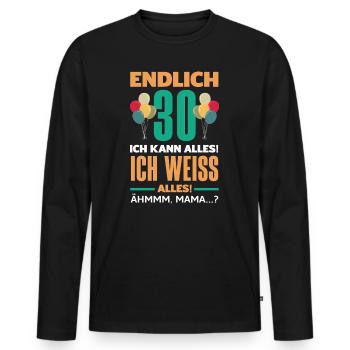 Funny 30th birthday gift - Men's Premium Organic Long Sleeve Shirt - black - Front - Nico (187cm)