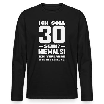 Funny 30th birthday gift - Men's Premium Organic Long Sleeve Shirt - black - Front - Nico (187cm)