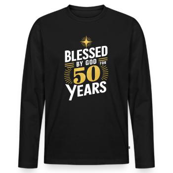 Conception de la célébration du 50e anniversaire - T-shirt manches longues Premium bio Homme - noir - Devant - Nico (187cm)