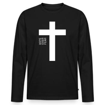 Hope Over Fear Cross - Männer Premium Bio Langarmshirt - Schwarz - Vorne - Nico (187cm)