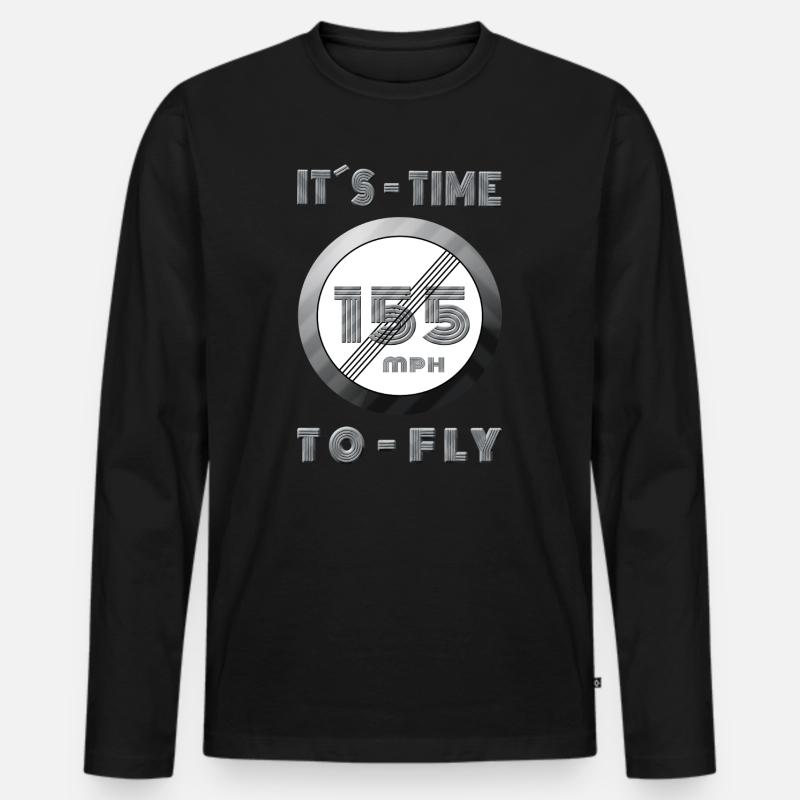 Zeit läuft 155 mph Retro Design - Männer Premium Bio Langarmshirt - Schwarz