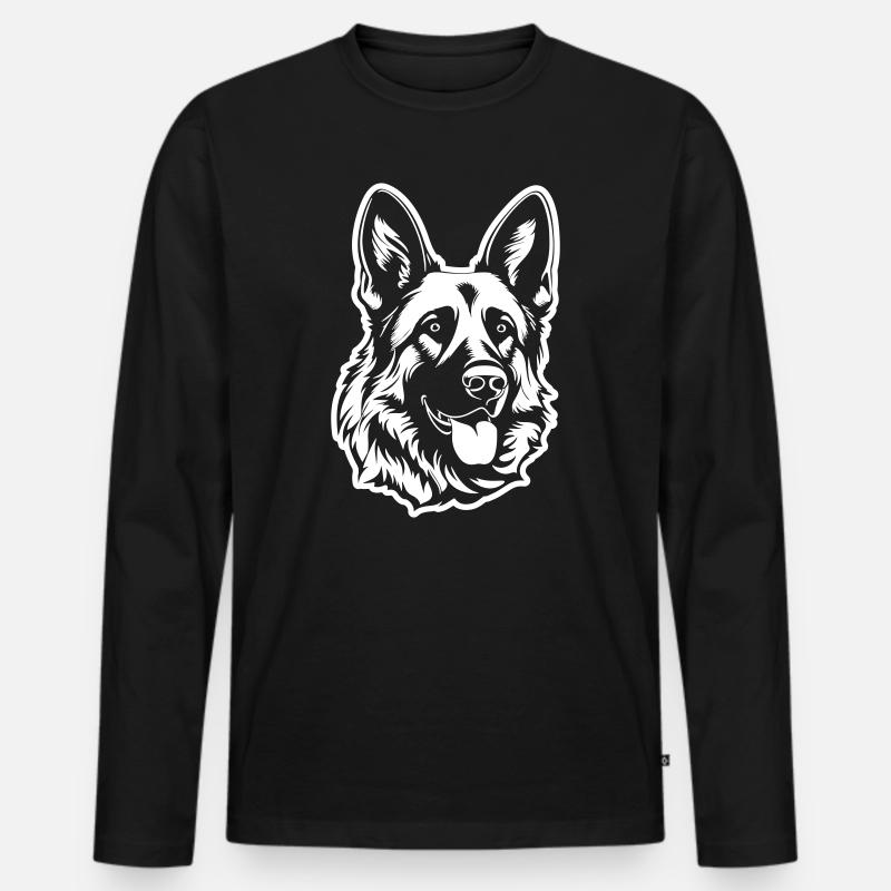 Schäferhund Hund Kopf - Männer Premium Bio Langarmshirt - Schwarz
