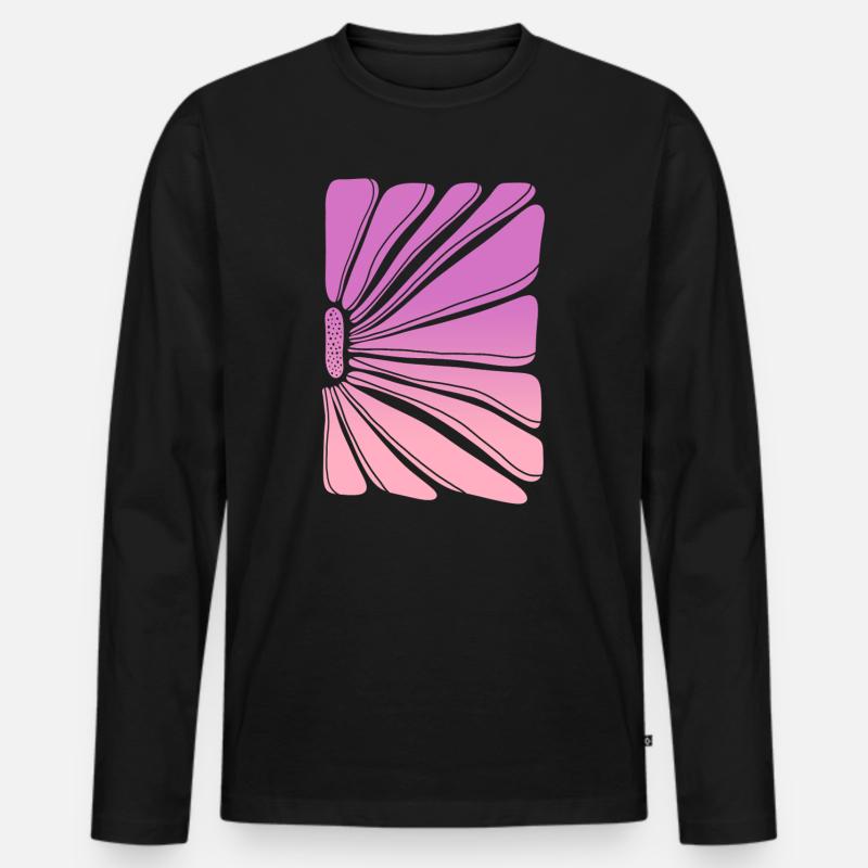 Flower in pink purple gradient - Männer Premium Bio Langarmshirt - Schwarz