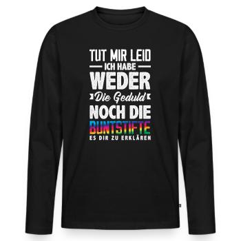 Neither patience nor crayons – sarcasm - Men's Premium Organic Long Sleeve Shirt - black - Front - Nico (187cm)