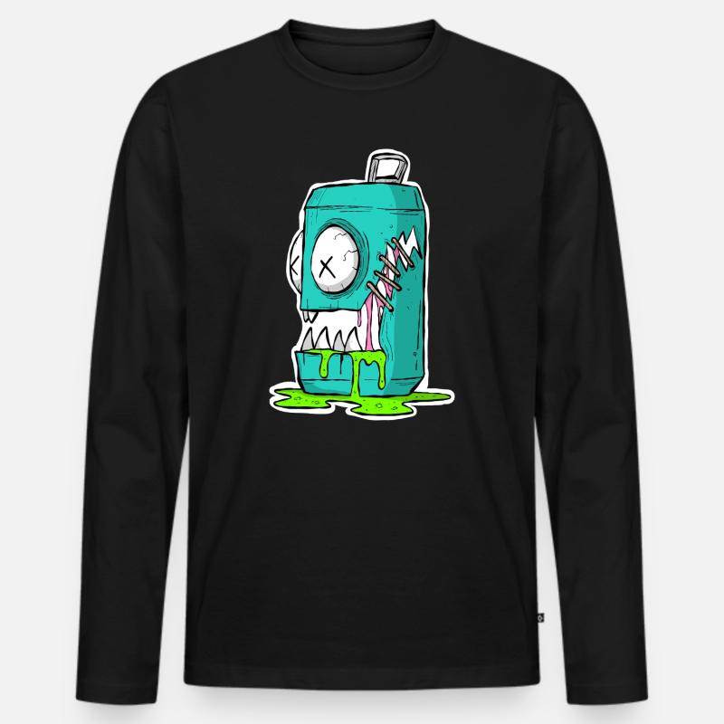 Monster Dose Cartoon Comic - Männer Premium Bio Langarmshirt - Schwarz