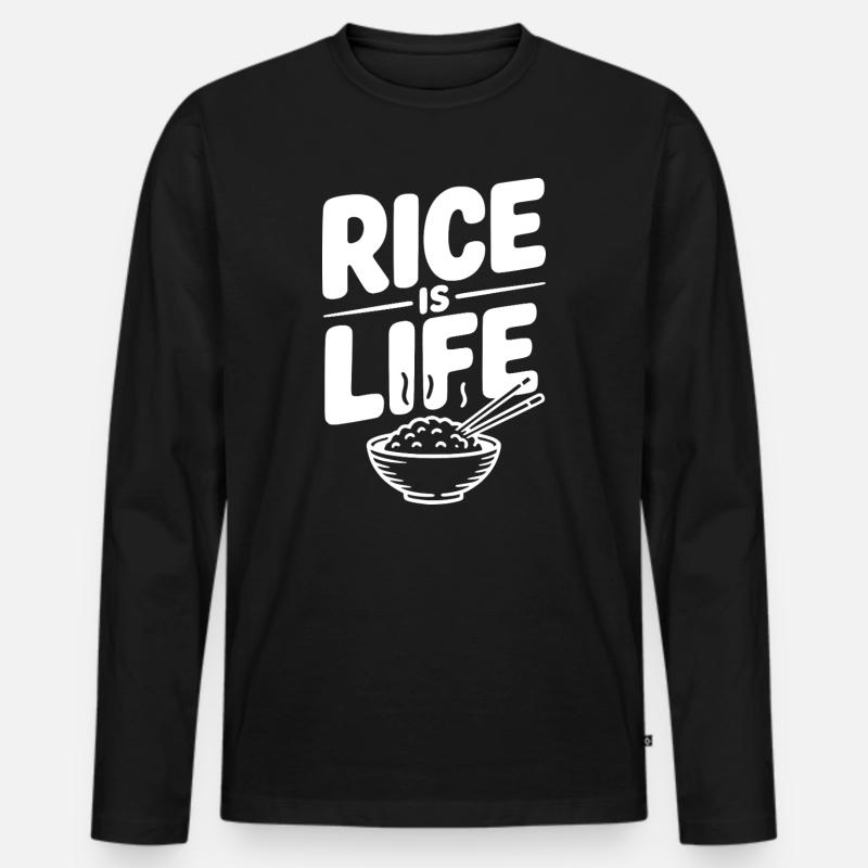 Reis ist Leben - Männer Premium Bio Langarmshirt - Schwarz