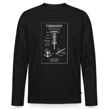 Korkenzieher-Patentdiagramm Retro - Männer Premium Bio Langarmshirt - Schwarz - Vorne - Nico (187cm)