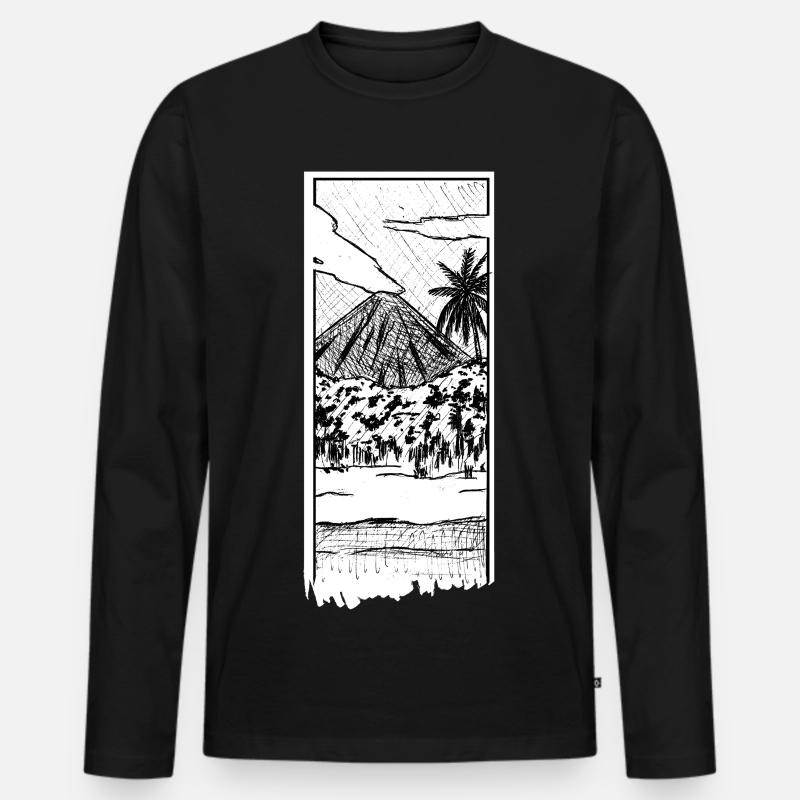Vulkan - Männer Premium Bio Langarmshirt - Schwarz