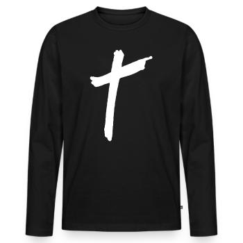 Croix de Jésus - T-shirt manches longues Premium bio Homme - noir - Devant - Nico (187cm)