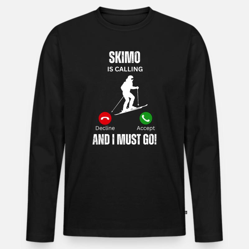 Skimo ruft - Männer Premium Bio Langarmshirt - Schwarz