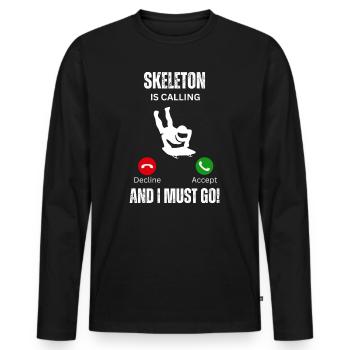 Skeleton Is Calling - Men's Premium Organic Long Sleeve Shirt - black - Front - Nico (187cm)
