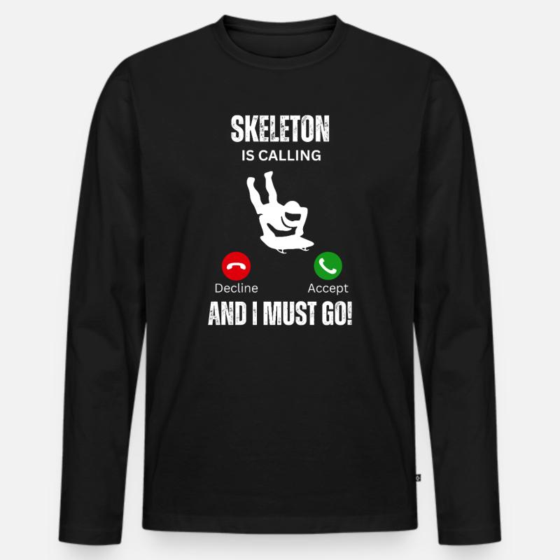 Skelett ruft - Männer Premium Bio Langarmshirt - Schwarz