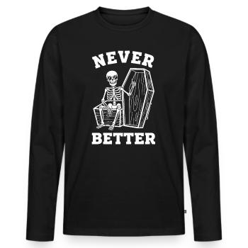 Nie besser Skelett-Sarg - Männer Premium Bio Langarmshirt - Schwarz - Vorne - Nico (187cm)
