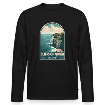 Découvrez les falaises de Moher en Irlande - T-shirt manches longues Premium bio Homme - noir - Devant - Nico (187cm)