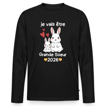 Future Big Sister 2026 I'm going to be a Big Sister - Men's Premium Organic Long Sleeve Shirt - black - Front - Nico (187cm)