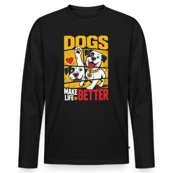 Les chiens rendent la vie meilleure dans le design de bandes dessinées - T-shirt manches longues Premium bio Homme - noir - Devant - Nico (187cm)