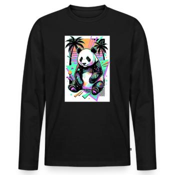 panda - T-shirt manches longues Premium bio Homme - noir - Devant - Nico (187cm)