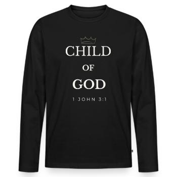 Child of God Crown John 3:1 - Men's Premium Organic Long Sleeve Shirt - black - Front - Nico (187cm)