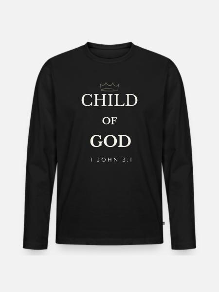 Gotteskind Krone Johannes 3,1 - Männer Premium Bio Langarmshirt - Schwarz