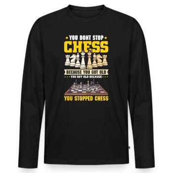Schach Schachspieler Schachbrett - Männer Premium Bio Langarmshirt - Schwarz - Vorne - Nico (187cm)