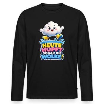 Nuages sautent aujourd’hui même la pluie de nuages Humour - T-shirt manches longues Premium bio Homme - noir - Devant - Nico (187cm)