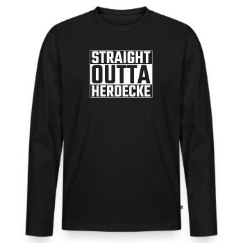 Straight Outta Herdecke Herdecker Herdeckerin Ruhr - Men's Premium Organic Long Sleeve Shirt - black - Front - Nico (187cm)