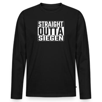 Straight Outta Siegen Siegener - Männer Premium Bio Langarmshirt - Schwarz - Vorne - Nico (187cm)