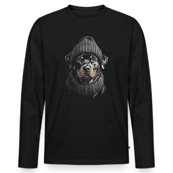 Rottweiler Bobble Hat Dog Dog Rottie - Men's Premium Organic Long Sleeve Shirt - black - Front - Nico (187cm)