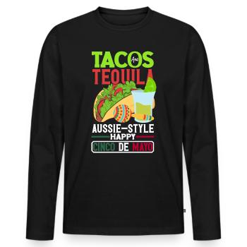 Tacos and tequila Aussie-style Happy Cinco de Mayo - Männer Premium Bio Langarmshirt - Schwarz - Vorne - Nico (187cm)