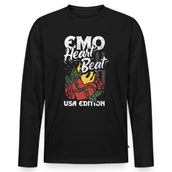 Emoticon Emo Heartbeat USA Edition Emocore - T-shirt manches longues Premium bio Homme - noir - Devant - Nico (187cm)