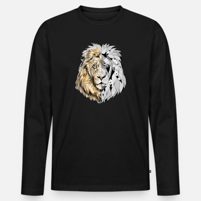 Ein Löwe in Gold und Muster - Männer Premium Bio Langarmshirt - Schwarz