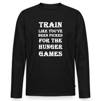 Train like the hunger games - Men's Premium Organic Long Sleeve Shirt - black - Front - Nico (187cm)