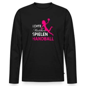 Echte Maedchen spielen Handball - Männer Premium Bio Langarmshirt - Schwarz - Vorne - Nico (187cm)