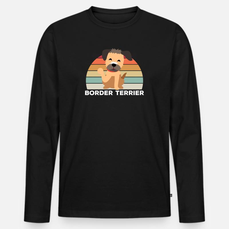 Border Terrier - Männer Premium Bio Langarmshirt - Schwarz