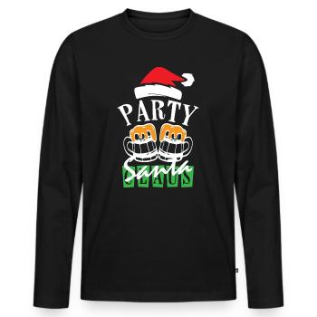 Fête de la bière Père Noël Fête de Noël - T-shirt manches longues Premium bio Homme - noir - Devant - Nico (187cm)