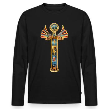 Symbole égyptien - T-shirt manches longues Premium bio Homme - noir - Devant - Nico (187cm)