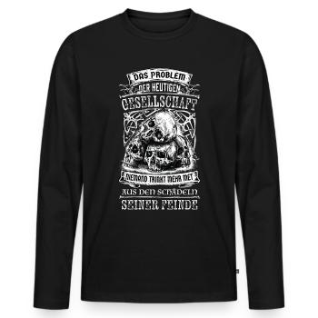 Lustiges Wikinger Sprüche Shirt - Männer Premium Bio Langarmshirt - Schwarz - Vorne - Nico (187cm)